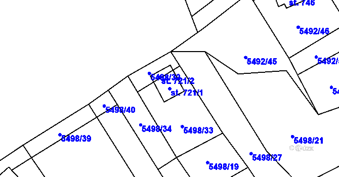 Parcela st. 721/1 v KÚ Sidonie, Katastrální mapa