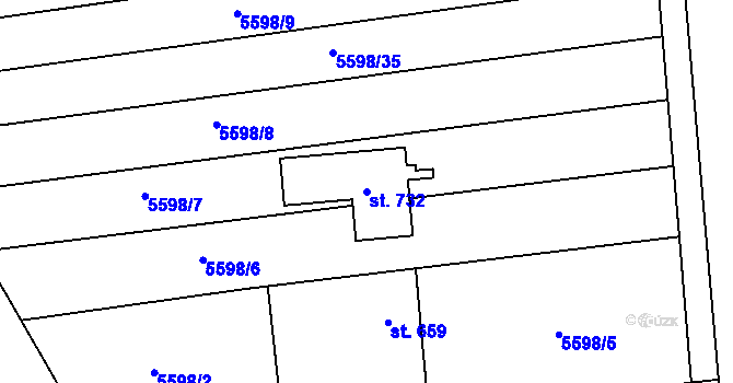 Parcela st. 732 v KÚ Sidonie, Katastrální mapa