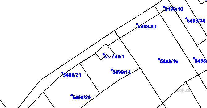 Parcela st. 741/1 v KÚ Sidonie, Katastrální mapa