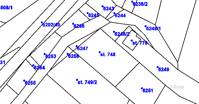 Parcela st. 748 v KÚ Sidonie, Katastrální mapa