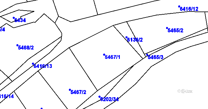 Parcela st. 5467/1 v KÚ Sidonie, Katastrální mapa