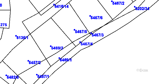 Parcela st. 5467/4 v KÚ Sidonie, Katastrální mapa
