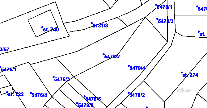 Parcela st. 5476/2 v KÚ Sidonie, Katastrální mapa