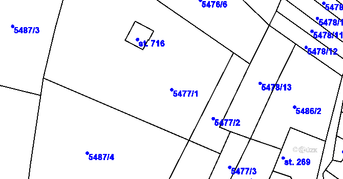 Parcela st. 5477/1 v KÚ Sidonie, Katastrální mapa