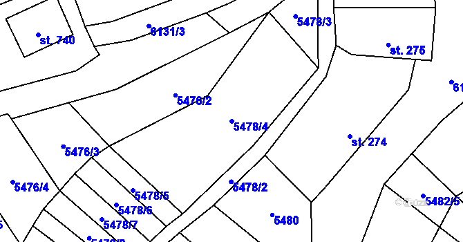 Parcela st. 5478/4 v KÚ Sidonie, Katastrální mapa