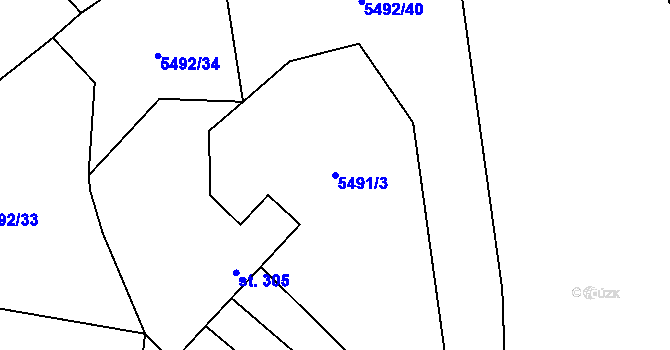 Parcela st. 5491/3 v KÚ Sidonie, Katastrální mapa