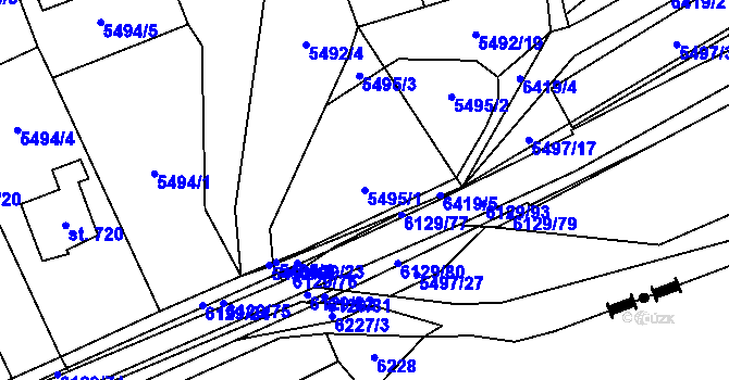 Parcela st. 5495/1 v KÚ Sidonie, Katastrální mapa