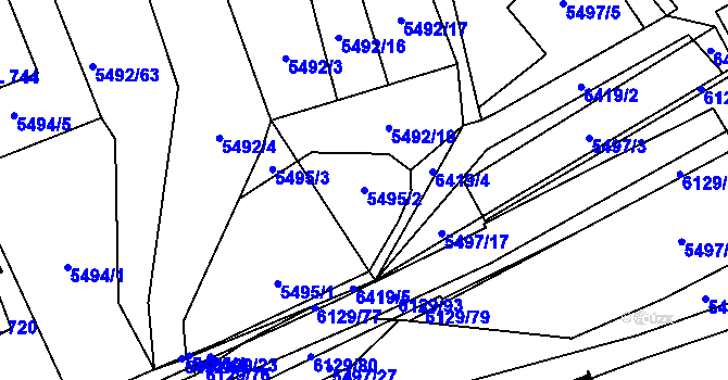 Parcela st. 5495/2 v KÚ Sidonie, Katastrální mapa