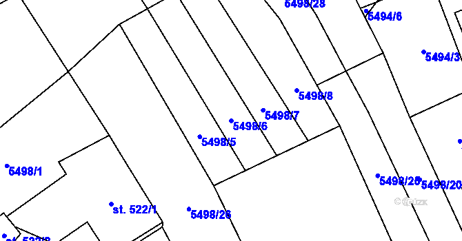 Parcela st. 5498/6 v KÚ Sidonie, Katastrální mapa