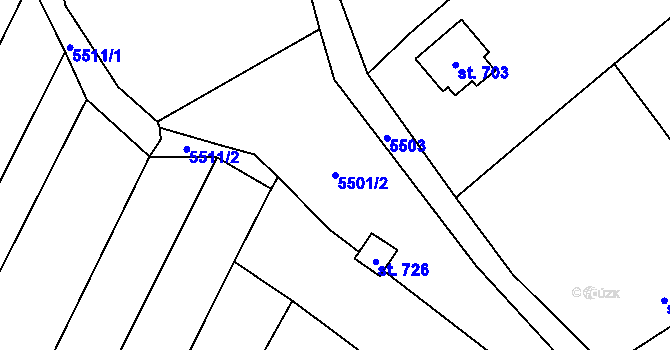 Parcela st. 5501/2 v KÚ Sidonie, Katastrální mapa