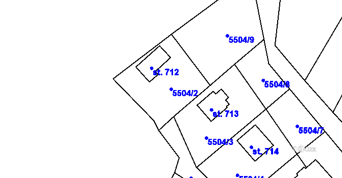 Parcela st. 5504/2 v KÚ Sidonie, Katastrální mapa