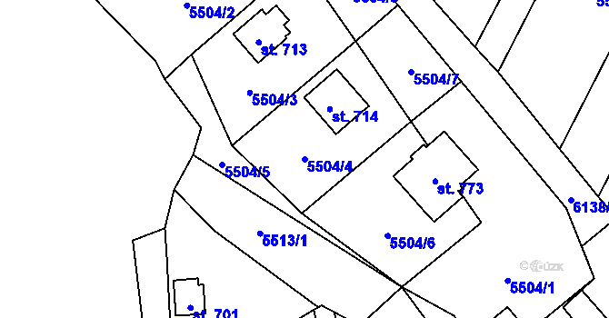Parcela st. 5504/4 v KÚ Sidonie, Katastrální mapa