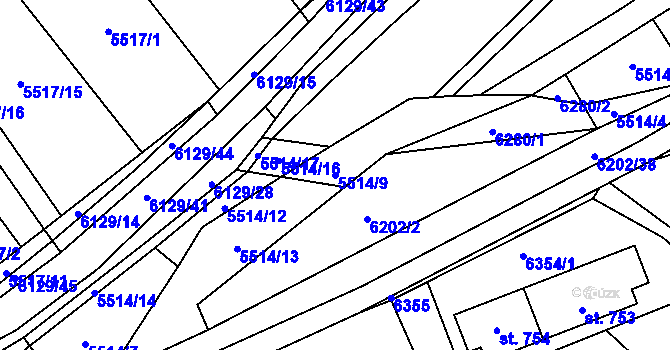Parcela st. 5514/9 v KÚ Sidonie, Katastrální mapa