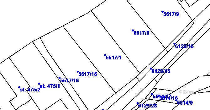 Parcela st. 5517/1 v KÚ Sidonie, Katastrální mapa