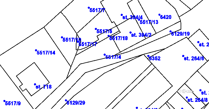Parcela st. 5517/4 v KÚ Sidonie, Katastrální mapa