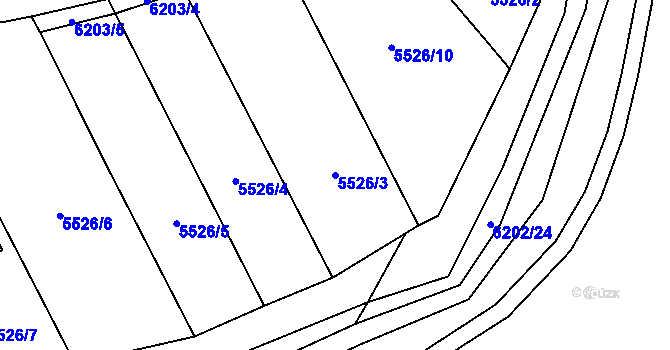 Parcela st. 5526/3 v KÚ Sidonie, Katastrální mapa