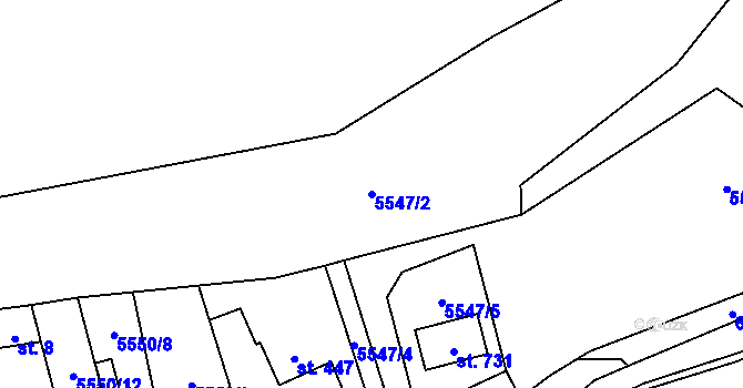 Parcela st. 5547/2 v KÚ Sidonie, Katastrální mapa