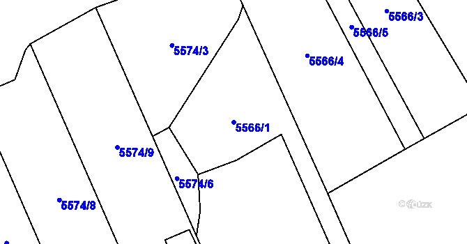 Parcela st. 5566/1 v KÚ Sidonie, Katastrální mapa