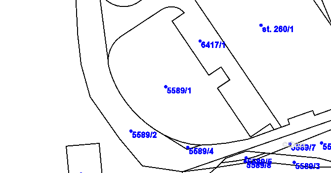Parcela st. 5589/1 v KÚ Sidonie, Katastrální mapa