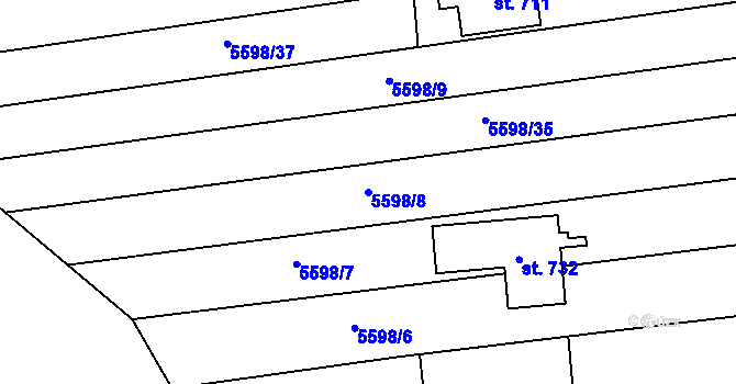Parcela st. 5598/8 v KÚ Sidonie, Katastrální mapa