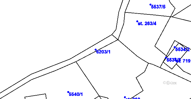 Parcela st. 6203/1 v KÚ Sidonie, Katastrální mapa