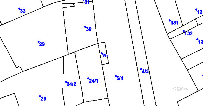 Parcela st. 25 v KÚ Silůvky, Katastrální mapa