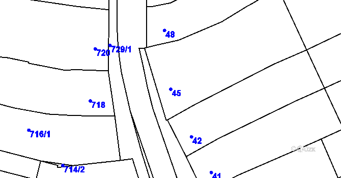 Parcela st. 45 v KÚ Silůvky, Katastrální mapa