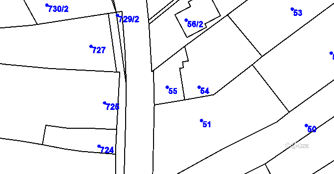 Parcela st. 55 v KÚ Silůvky, Katastrální mapa