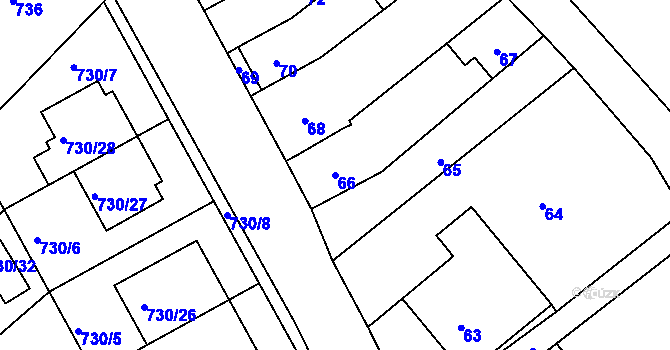 Parcela st. 66 v KÚ Silůvky, Katastrální mapa