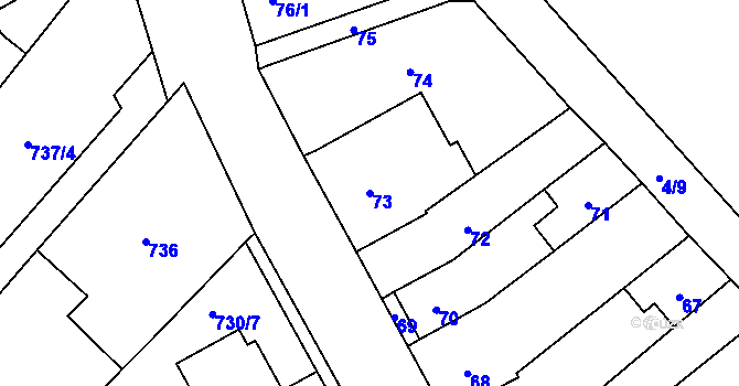 Parcela st. 73 v KÚ Silůvky, Katastrální mapa