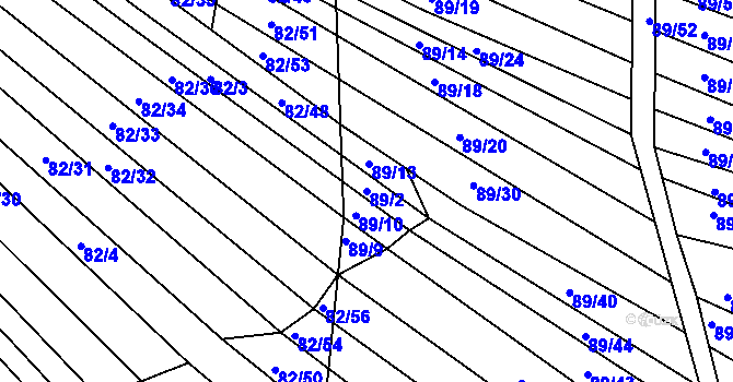 Parcela st. 89/2 v KÚ Silůvky, Katastrální mapa