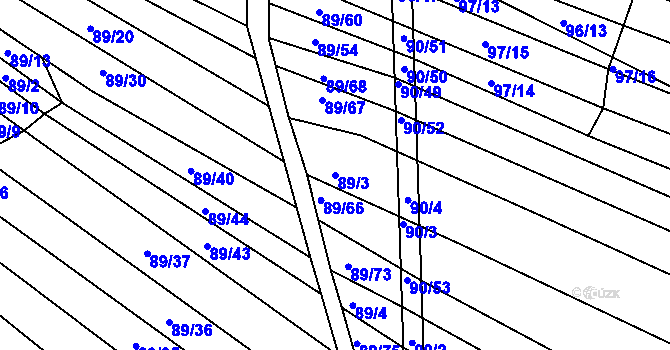 Parcela st. 89/3 v KÚ Silůvky, Katastrální mapa