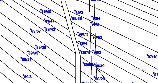 Parcela st. 89/4 v KÚ Silůvky, Katastrální mapa