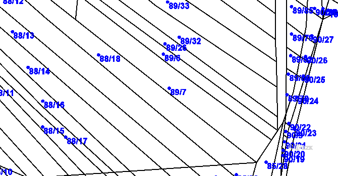 Parcela st. 89/7 v KÚ Silůvky, Katastrální mapa
