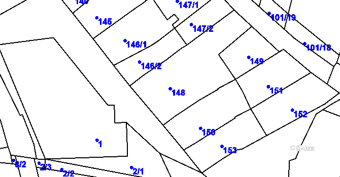 Parcela st. 148 v KÚ Silůvky, Katastrální mapa