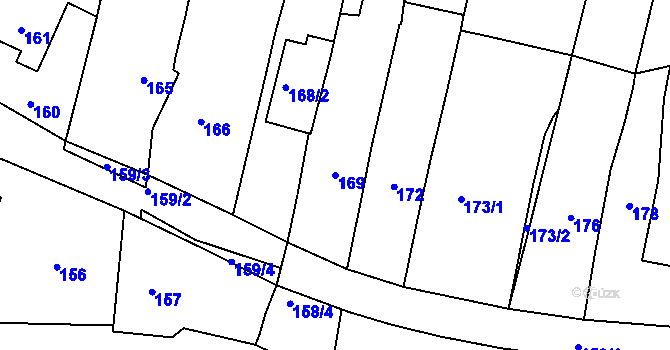 Parcela st. 169 v KÚ Silůvky, Katastrální mapa