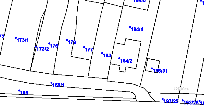 Parcela st. 183 v KÚ Silůvky, Katastrální mapa