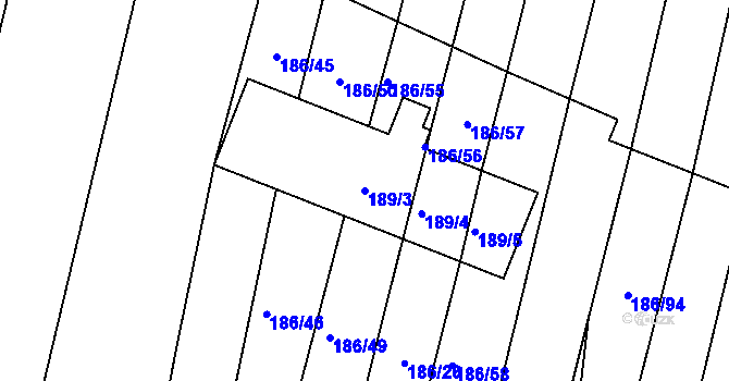 Parcela st. 189/3 v KÚ Silůvky, Katastrální mapa