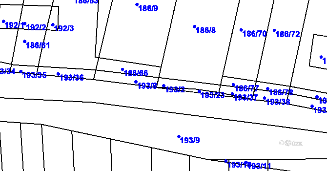 Parcela st. 193/2 v KÚ Silůvky, Katastrální mapa