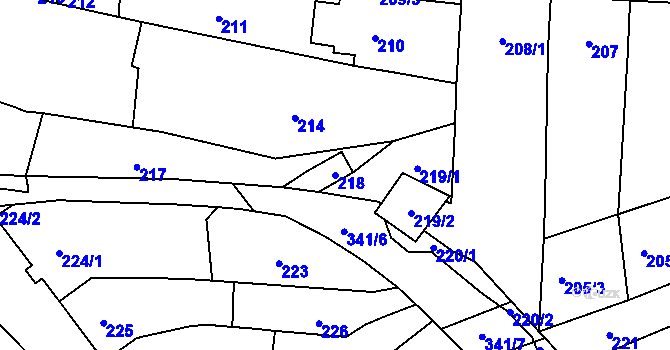 Parcela st. 218 v KÚ Silůvky, Katastrální mapa