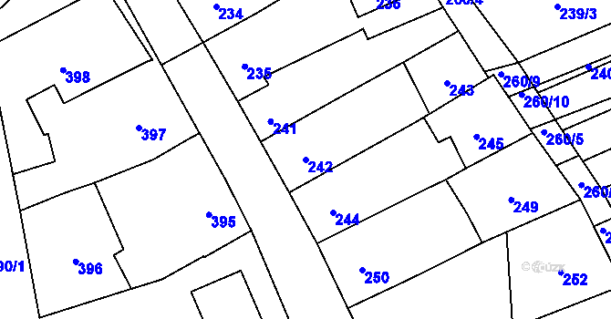 Parcela st. 242 v KÚ Silůvky, Katastrální mapa