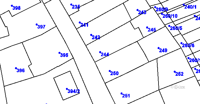 Parcela st. 244 v KÚ Silůvky, Katastrální mapa