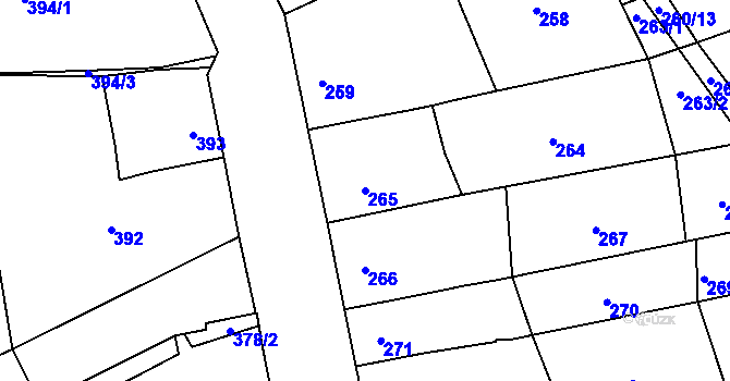 Parcela st. 265 v KÚ Silůvky, Katastrální mapa