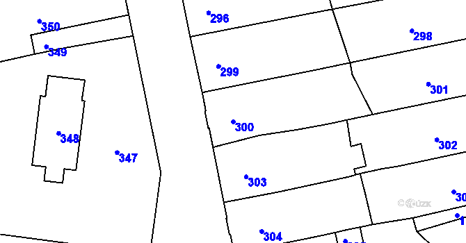 Parcela st. 300 v KÚ Silůvky, Katastrální mapa