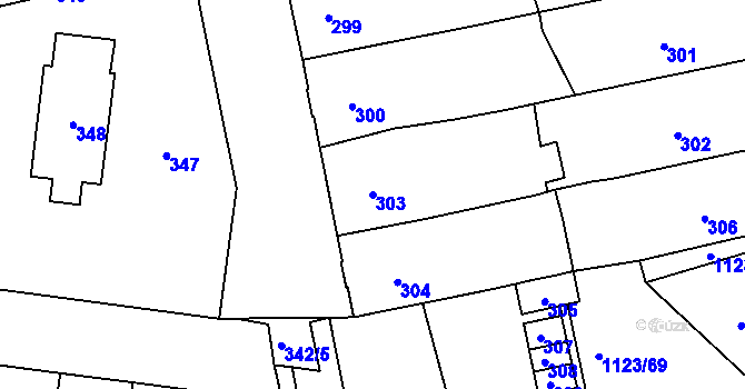 Parcela st. 303 v KÚ Silůvky, Katastrální mapa