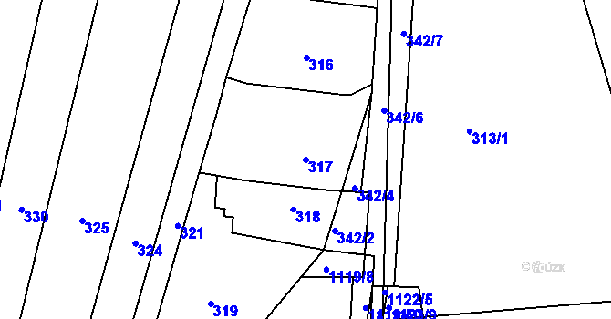 Parcela st. 317 v KÚ Silůvky, Katastrální mapa