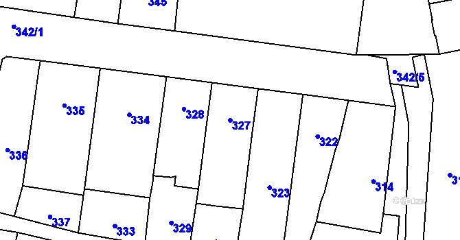 Parcela st. 327 v KÚ Silůvky, Katastrální mapa