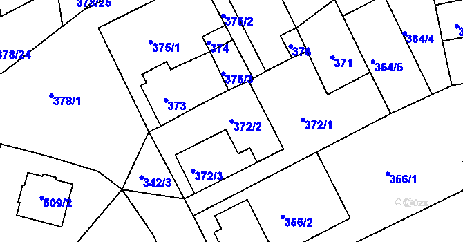 Parcela st. 372/2 v KÚ Silůvky, Katastrální mapa