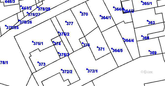 Parcela st. 376 v KÚ Silůvky, Katastrální mapa