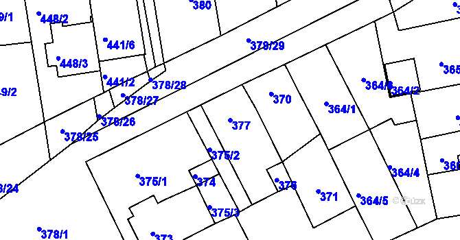 Parcela st. 377 v KÚ Silůvky, Katastrální mapa